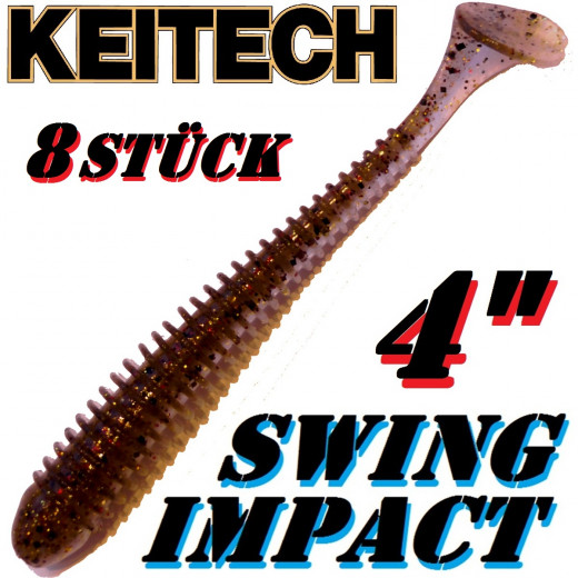 Keitech Swing Impact 4 Gummifisch 10cm Gold Flash Minnow 8 Stück