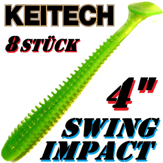 Keitech Swing Impact 4 Gummifisch 10cm Lime Chartreuse 8 Stück