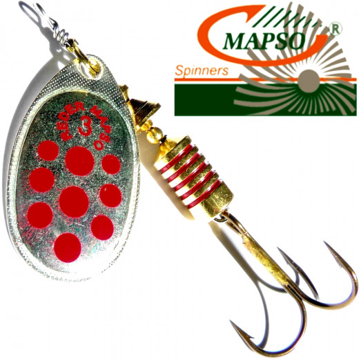 Mapso Spinner Reder Größe 1 Gewicht 3,5g Farbe Silber mit roten Punkten Spinnköder 1 Stück