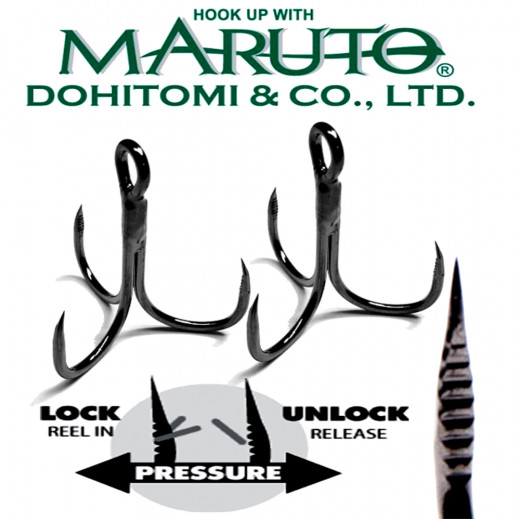 Maruto Razor Point Semi Barbless SB-36 Drillinge Schonhaken Gr.2 / 6 Stück Farbe Gunsmoke