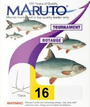 Maruto Tournament Rotaugenhaken Stipphaken gebunden Gr.16 0,12mm 1,5kg 70cm 10 Stück Farbe Nickel