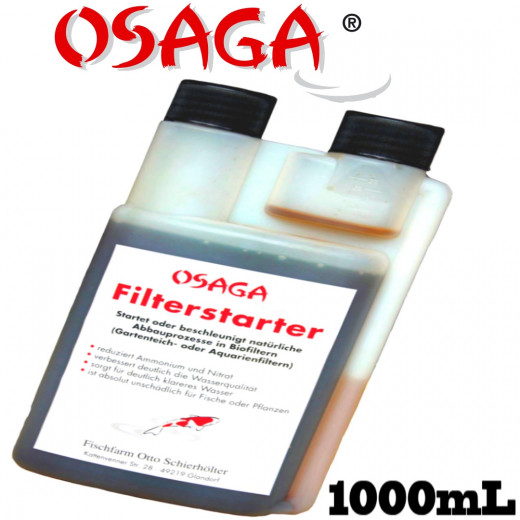 Osaga Filterstarter Bakterien 1000mL für 50000L Teichwasser für Biofilter in Koi & Gartenteichen sowie Aquarien und Innenhälterungen
