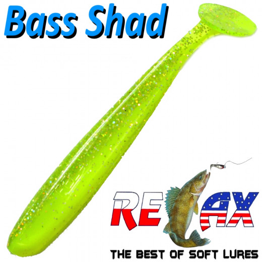 Relax Bass Shad Gummifisch 90mm in Farbe Fluogelb Chartreuse Glitter 5 Stück im Set Barsch & Zanderköder
