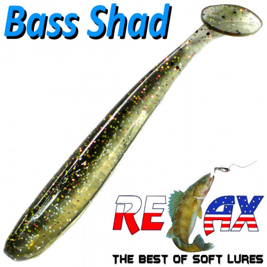 Relax Bass Shad Gummifisch 90mm in Farbe Gold Flake Minnow Barsch & Zanderköder