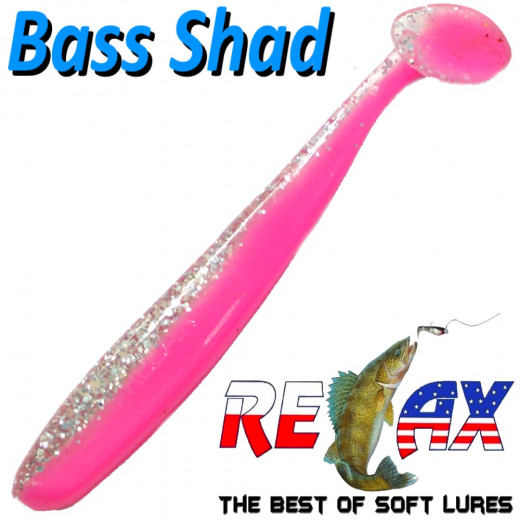 Relax Bass Shad Gummifisch 90mm in Farbe Pink Bubblegum Kristall Glitter 5 Stück im Set Barsch & Zanderköder