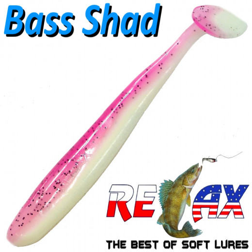 Relax Bass Shad Gummifisch 90mm in Farbe Reinweiss Heavy Pink Barsch & Zanderköder