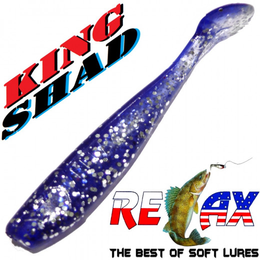 Relax King Shad 3 Gummifisch 8cm Clear Blue Glitter 5 Stück im Set Zanderköder