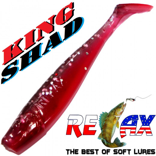 Relax King Shad 3 Gummifisch 8cm Smoke Glitter Japanrot 5 Stück im Set Zanderköder