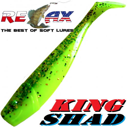 Relax King Shad Gummifisch ca. 11cm 4 Farbe Clear Chartreuse Glitter Zanderköder