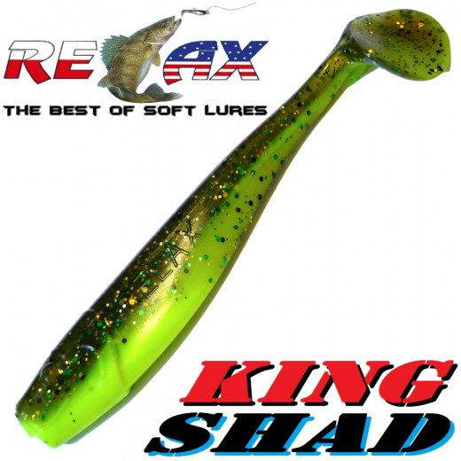 Relax King Shad Gummifisch ca. 11cm 4 Farbe Fluogelb Glitter Olive Zanderköder