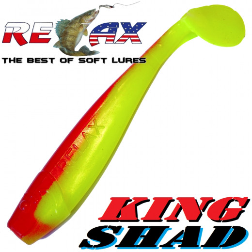 Relax King Shad Gummifisch ca. 11cm 4 Farbe Fluogelb Rot Zanderköder