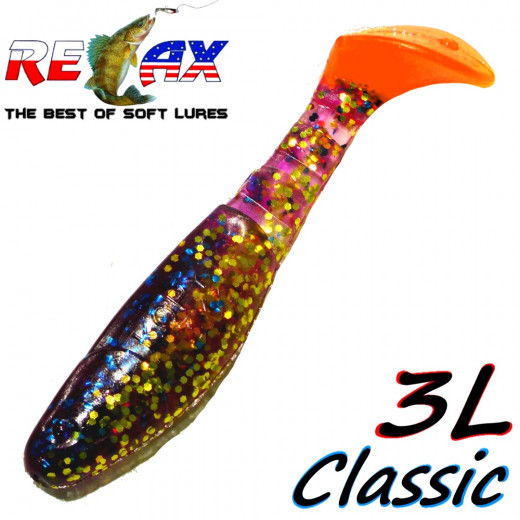 Relax Kopyto 3L Classic 3 Gummifisch 8cm Electric Glitter Gold Glitter OT Softbait