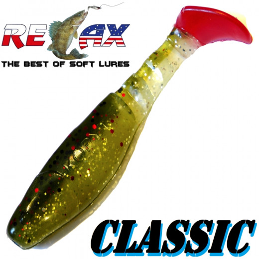 Relax Kopyto 3L Classic 3 Gummifisch 8cm Kristall Glitter Olive RT Softbait