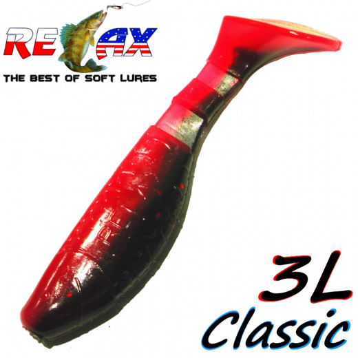 Relax Kopyto 3L Classic 3 Gummifisch 8cm Black Neon Red Back Softbait