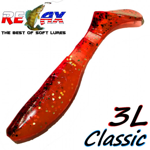 Relax Kopyto 3L Classic 3 Gummifisch 8cm Orange Glitter Bloody Back Softbait