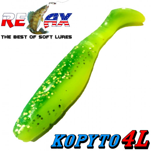 Relax Kopyto 4L 4 Classic Gummifisch ca. 11cm Farbe Fluogelb Fluogrün Glitter 10 Stück im Set