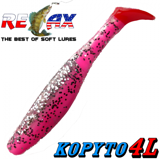 Relax Kopyto 4L 4 Classic Gummifisch 11cm Pink Bubblegum Kristall Glitter RT 1 Stück
