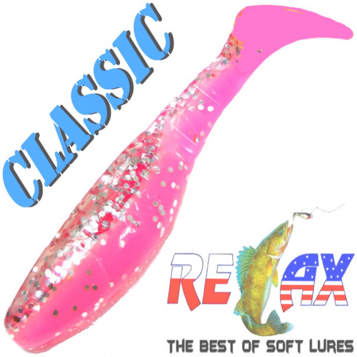Relax Kopyto Classic Gummifisch 6,5cm Farbe Pink Bubblegum Kristall Glitter 5 Stück im Set!