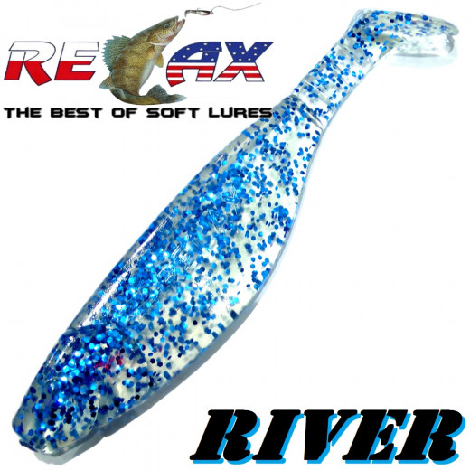 Relax Kopyto River 5 Gummifisch 12,5cm Clear Blue Glitter 3 Stück im Set idealer Wels & Hechtköder