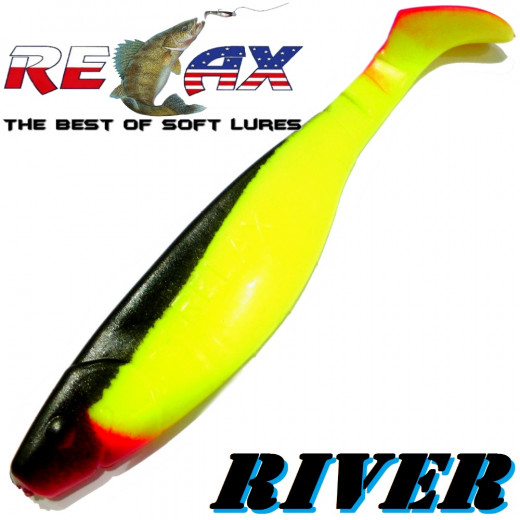 Relax Kopyto River 5 Gummifisch 12,5 cm Fluogelb Schwarz RT 1 Stück idealer Wels & Hechtköder