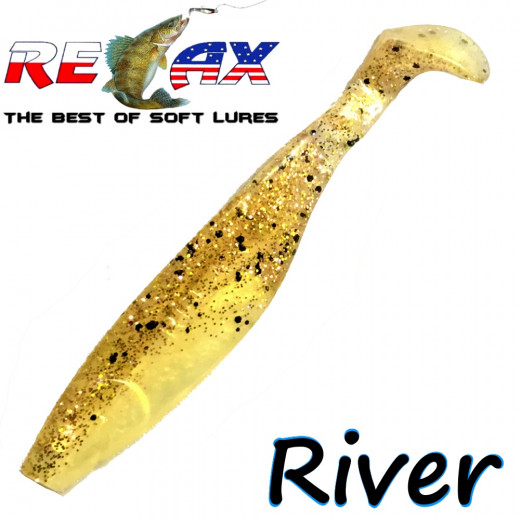 Relax Kopyto River 5 Gummifisch 12,5cm Farbe Goldperl Kristall Glitter