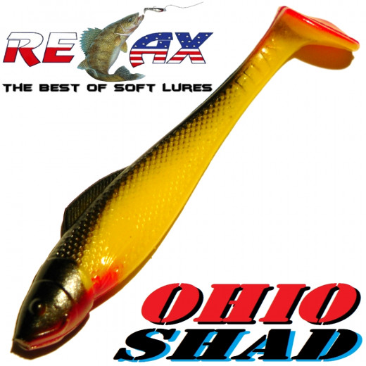 Relax Ohio Shad 2,5 Gummifisch ca. 7cm Farbe Gelb Schwarz RT 5 Stück im Set Barsch&Zanderköder