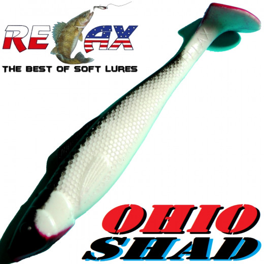 Relax Ohio Shad 2,5 Gummifisch ca. 7cm Farbe Reinweiss Schwarz RT 5 Stück im Set Barsch&Zanderköder