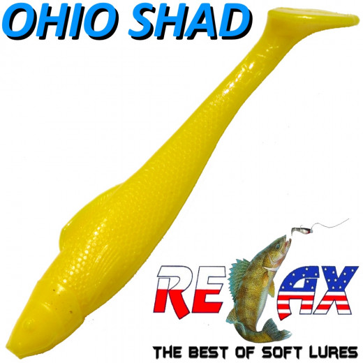 Relax Ohio Shad 4 Gummifisch ca. 10,5cm Farbe Gelb 5 Stück im Set Barsch&Zanderköder