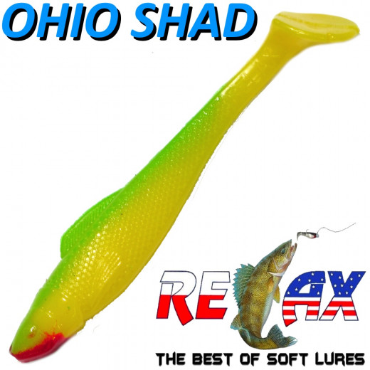 Relax Ohio Shad 4 Gummifisch ca. 10,5cm Farbe Gelb Grün 5 Stück im Set Barsch&Zanderköder