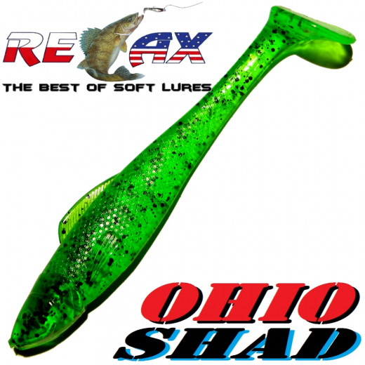 Relax Ohio Shad 4 Gummifisch ca. 10,5cm Farbe Lime Pepper 1 Stück Barsch&Zanderköder