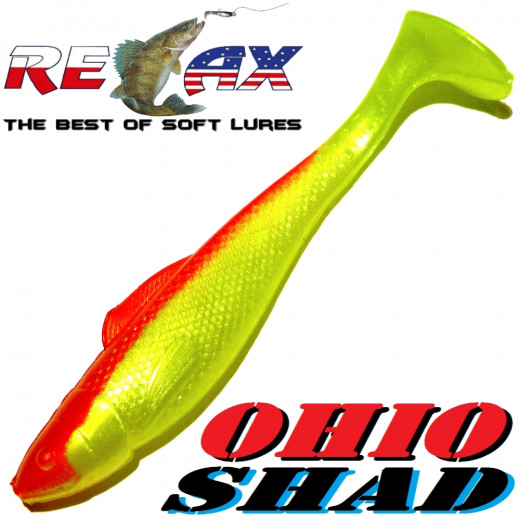 Relax Ohio Shad 4 Gummifisch ca. 10,5cm Farbe Perlfluogelb Rot 1 Stück Barsch&Zanderköder