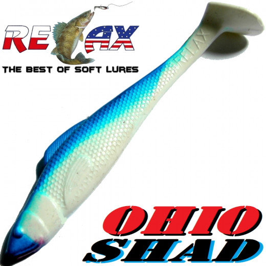 Relax Ohio Shad 4 Gummifisch ca. 10,5cm Farbe Reinweiss Blau 1 Stück Barsch&Zanderköder