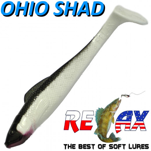 Relax Ohio Shad 4 Gummifisch ca. 10,5cm Farbe Reinweiss Schwarz 5 Stück im Set Barsch&Zanderköder