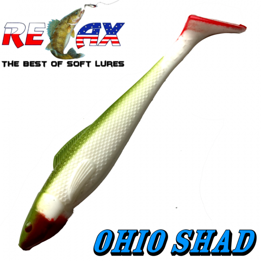 Relax Ohio Shad 4 Gummifisch ca. 10,5cm Farbe Reinweiss Olive RT Barsch&Zanderköder 5 Stück