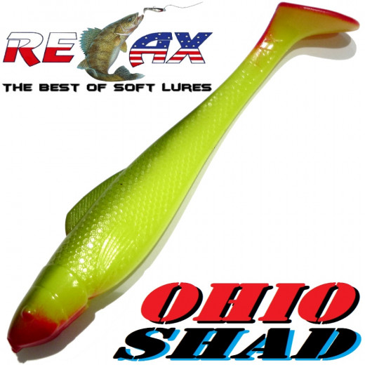 Relax Ohio Shad 5 Gummifisch ca. 14cm Farbe Fluogelb Olive RT 1 Stück Hecht&Zanderköder