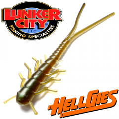 Lunker City HellGies  Hellgie Gummiköder 5 ca. 12,5cm Arkansas Shiner DS - Köder Kreatur Larve 15 Stück im Set