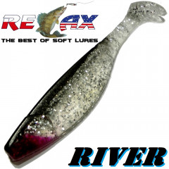 Relax Kopyto River 6 ca. 16cm Farbe Kristall Glitter Schwarz Swimbait der ideale Großhecht & Welsköder für Bodden & Co.