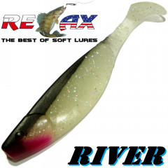 Relax Kopyto River 6 ca. 16cm Farbe UV Glitter Schwarz Swimbait der ideale Großhecht & Welsköder für Bodden & Co.