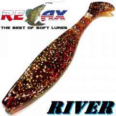 Relax Kopyto River 6 ca. 16cm Farbe Bernstein Glitter Swimbait der ideale Großhecht & Welsköder für Bodden & Co.