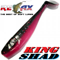 Relax King Shad 4 Gummifisch ca. 11cm Farbe Black Candy Red Glitter Zanderköder