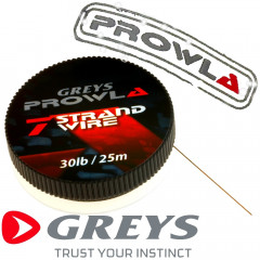 Greys Prowla 7 Strand Stahlvorfachmaterial mit 13kg -30lb Tragkraft auf 25m Spule ideal fürs Raubfischangeln 100% Hechtsicher!