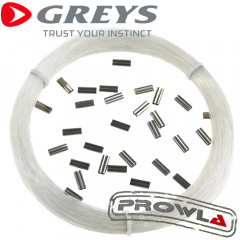 Greys Prowla Safe System Mono & Crimps Hard Mono Vorfachmaterial mit Doppelquetschhülsen 18kg 40lb 0,55mm 20m