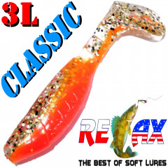 Relax Kopyto 3L Classic 3 Gummifisch 8cm Orange Kristall Glitter Softbait