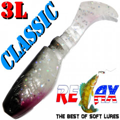 Relax Kopyto 3L Classic 3 Gummifisch 8cm UV Glitter Schwarz Softbait