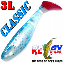 Relax Kopyto 3L Classic 3 Gummifisch 8cm Perl Blau Glitter RT Softbait