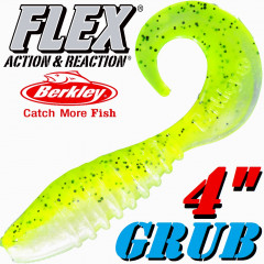 Berkley Flex Grub 4 Twister Gummifisch 10cm Chartreuse