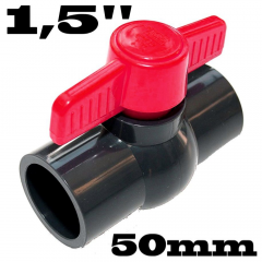 PVC-U Kugelhahn 50mm Absperrhahn aus PVC-U DN50 Einklebekugelhahn mit 2 X Klebemuffe für 50mm Rohrleitungen