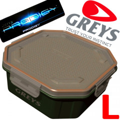 Greys Prodigy Klip-Lok Performierte Köderbox Größe L Wurm- und Madenbox 1,96 Liter Volumen ideal für lebende Angelköder
