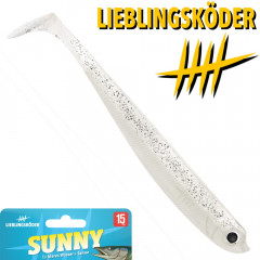 Lieblingsköder 6 Gummifisch 15cm Farbe Sunny Zander & Hechtköder ideal für klares Wasser & Sonne