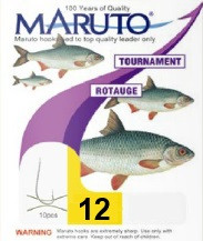 Maruto Tournament Rotaugenhaken Stipphaken gebunden Gr.12 0,14mm 2,0kg 70cm 10 Stück Farbe Nickel